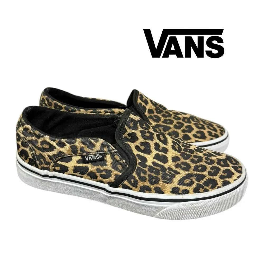 Vans Women's Leopard Classic Asher Canvas Slip-on Sneakers 6 - Picture 2 of 6